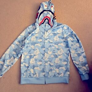 Noname Bape style liquid camo hoodie shark zip up.